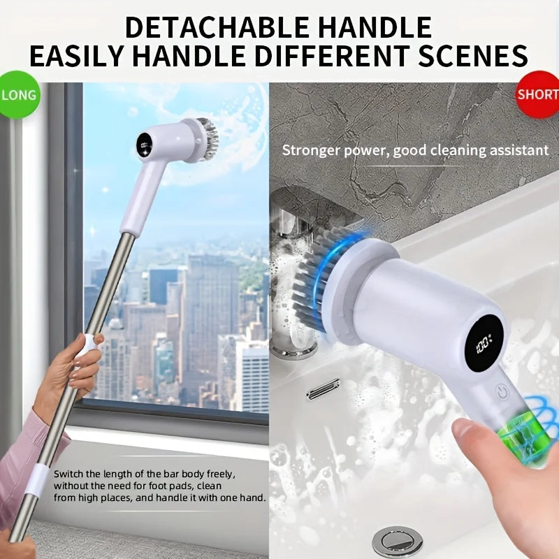 Cordless Spin Scrubber Set with Adjustable Handle, Dual Speed, USB R