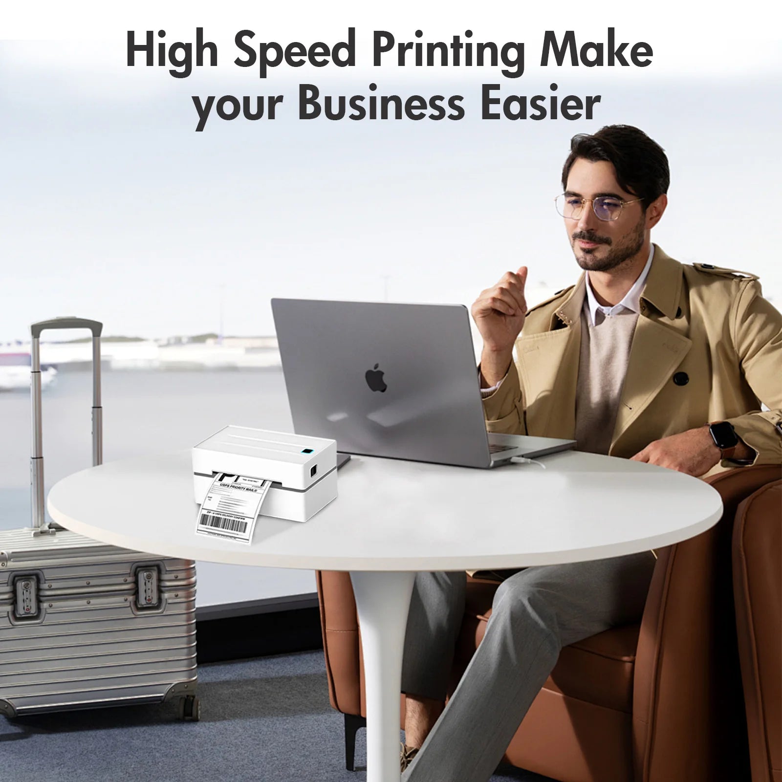 Thermal Label Printer Portable No Ink Required 300DPI 4x6 for Small