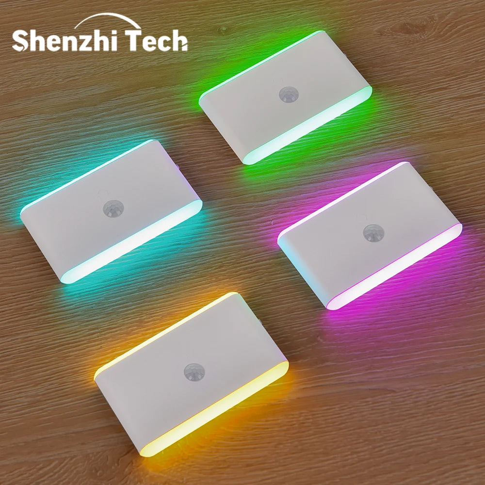 2PCS Magnetic Motion Sensor Night Light USB Rechargeable 5 Colors 10