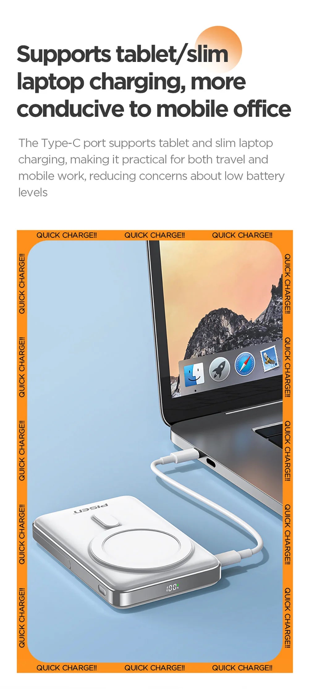 PISEN Magnetic Wireless Power Bank with Built in Stand MagSafe Compa