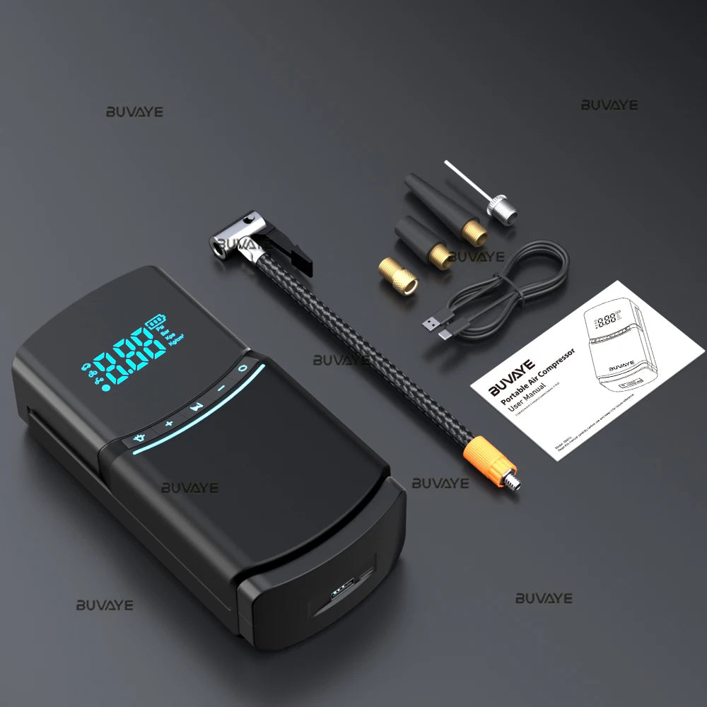 BUVAYE Car Inflator Tire Pump Portable Car Air Compressor Motorcycle
