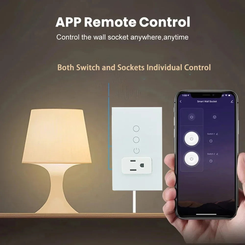 Melery Mexico Plug Wifi Smart Tuya Light Switch Intelligent Wall Soc
