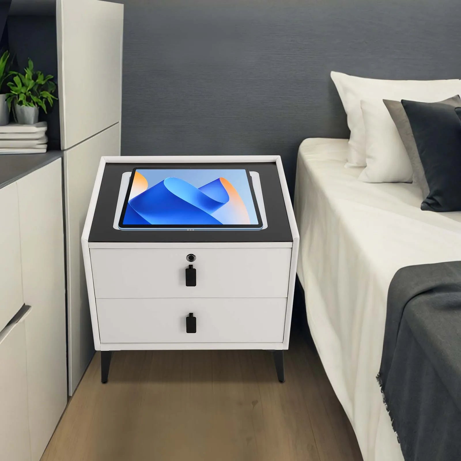 Bedside Table with Drawers Bluetooth Speaker Smart Bedside Table Bed