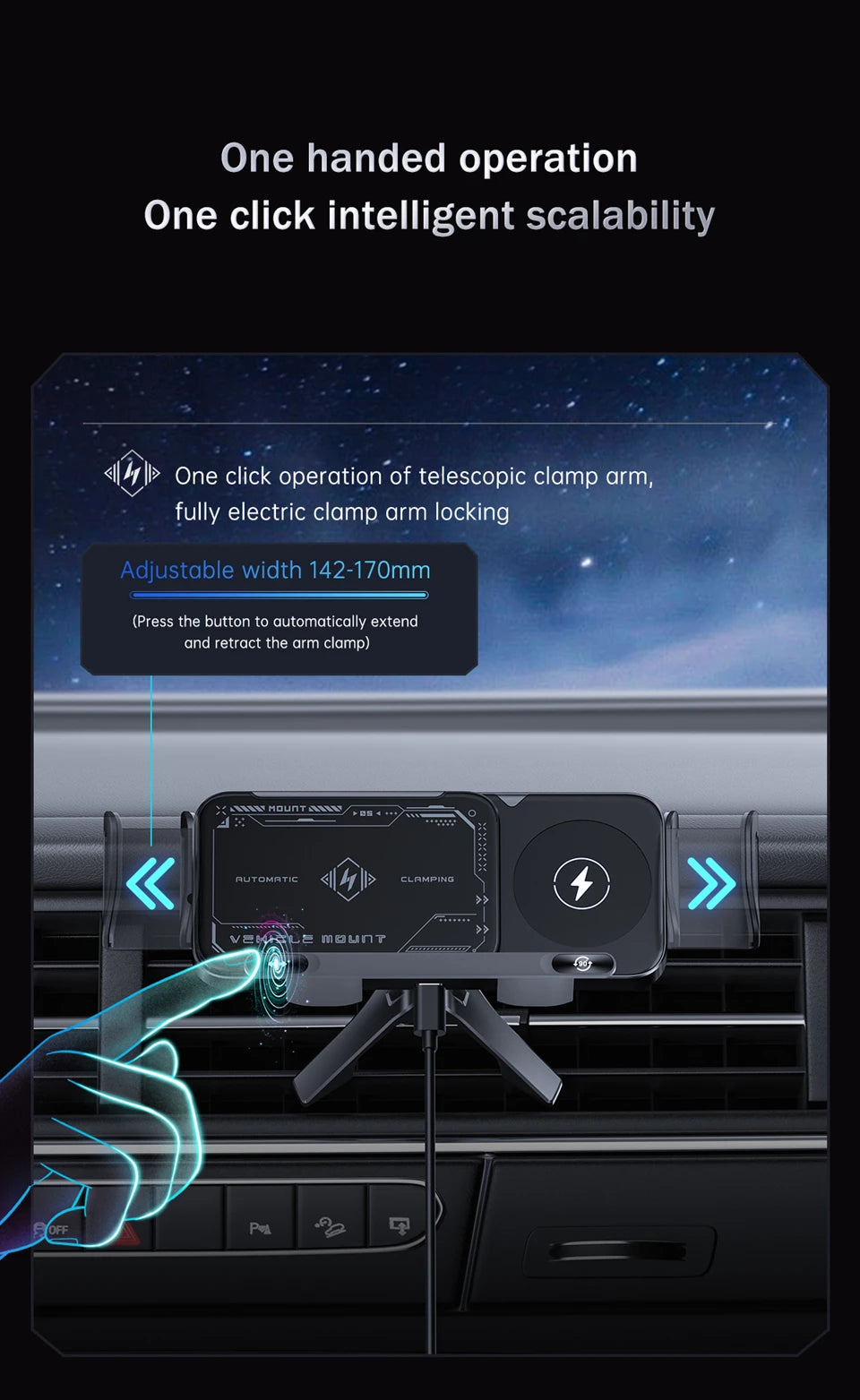 Car Wireless Charger Dual Coil Fold Screen Phone Fast Charging for S
