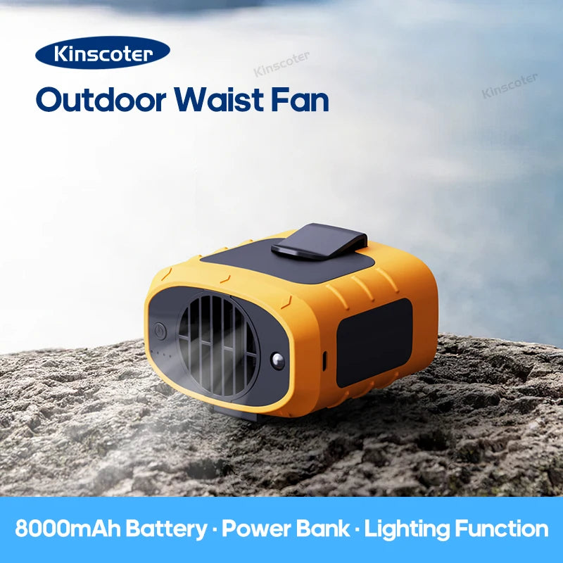 8000mAh Outdoor Waist Fan Portable Multifunctional Camping Fan Blade