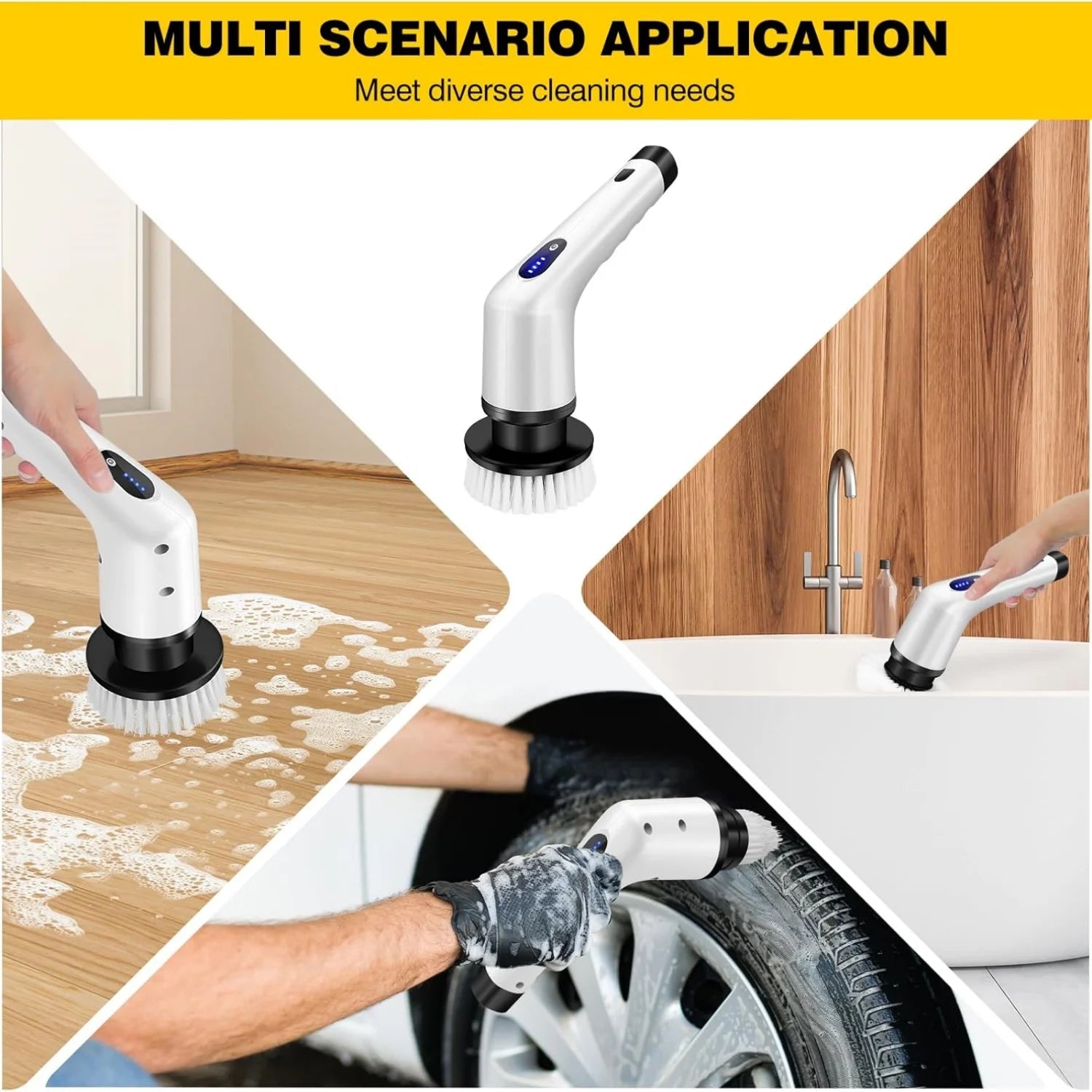 BRIEFNESS Electric Cleaning Brush Spin Scrubber 3 in 1 Cordless Clea