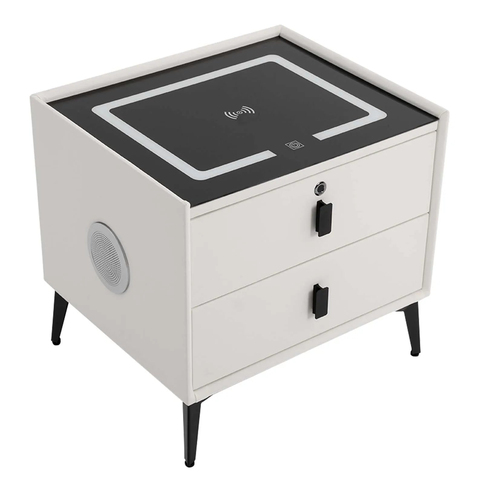 Modern Rectangular Bedside Table with Drawers Bluetooth Speaker Smar
