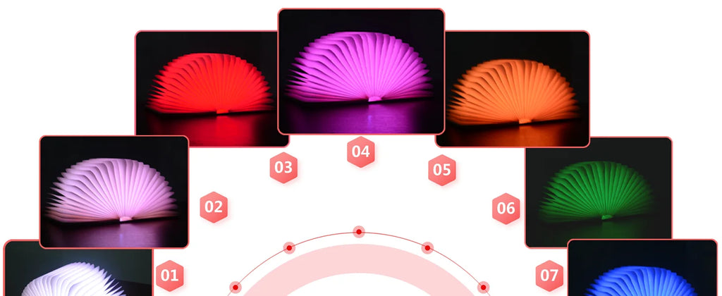 7 Colors Changing Folding Book Lamp Wireless Blutooth Speaker Player