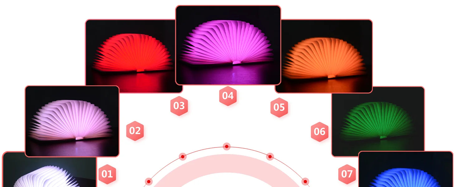 7 Colors Changing Folding Book Lamp Wireless Blutooth Speaker Player