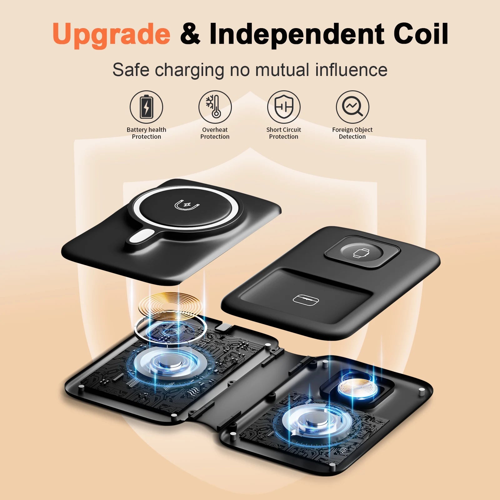3 in 1 Wireless Charger Station Magnetic Foldable 15W for Apple Devi