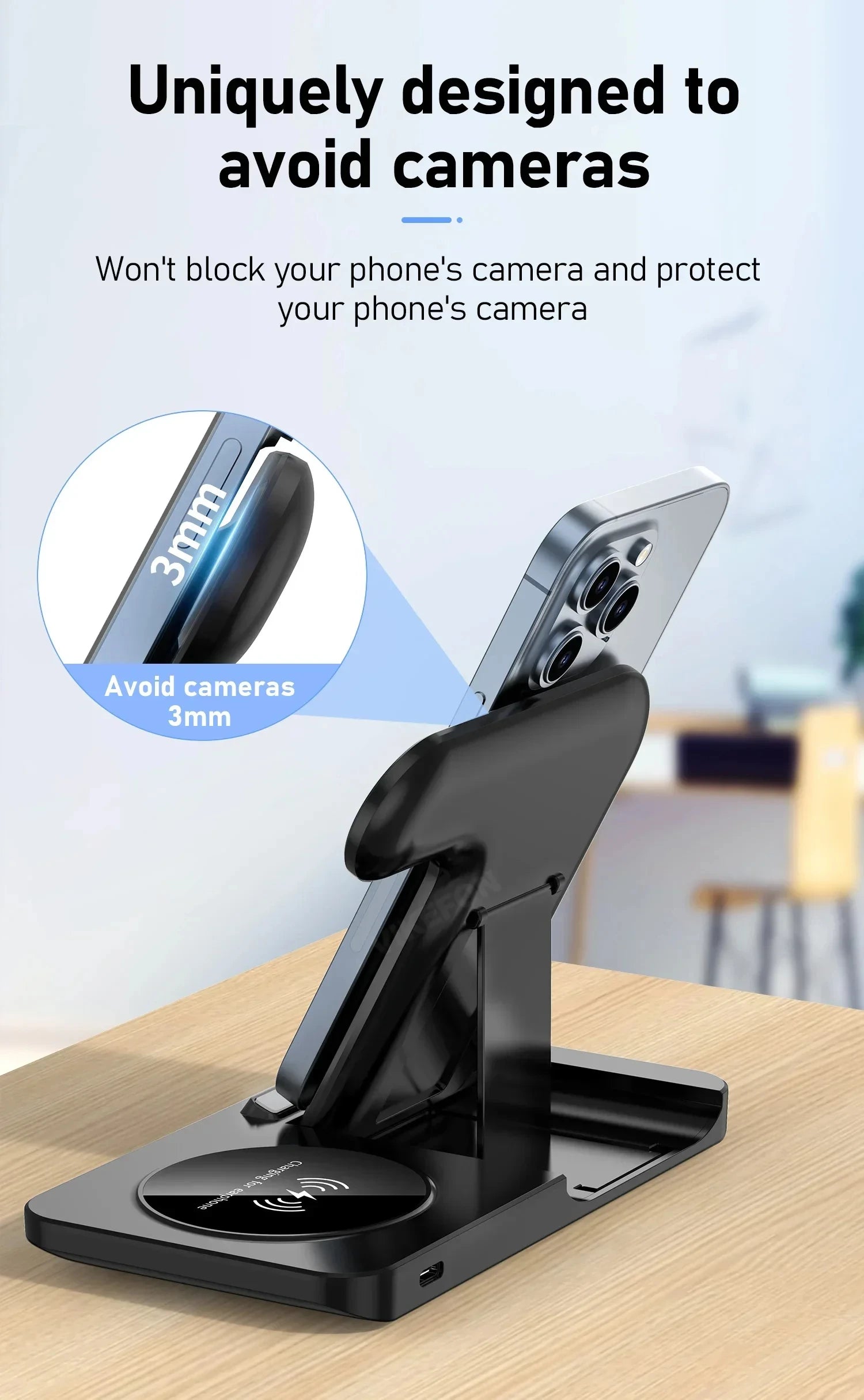 Foldable 3 in 1 Wireless Charger Pad Stand for IPhone 15 14 13 12 8