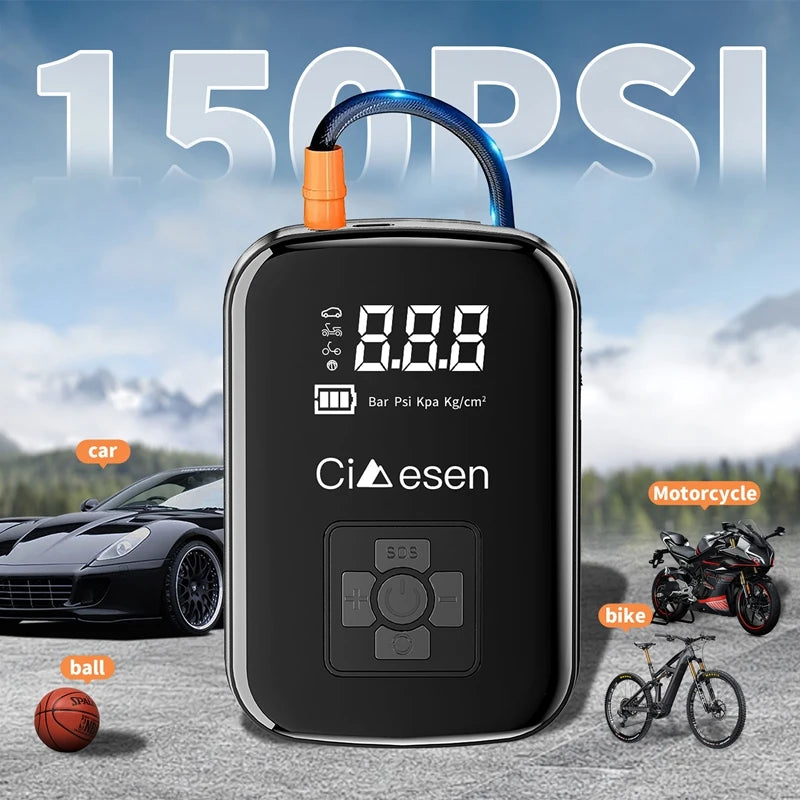 1pc Car Wireless Air Pump 150PSI Portable Electric Tire Inflation fo