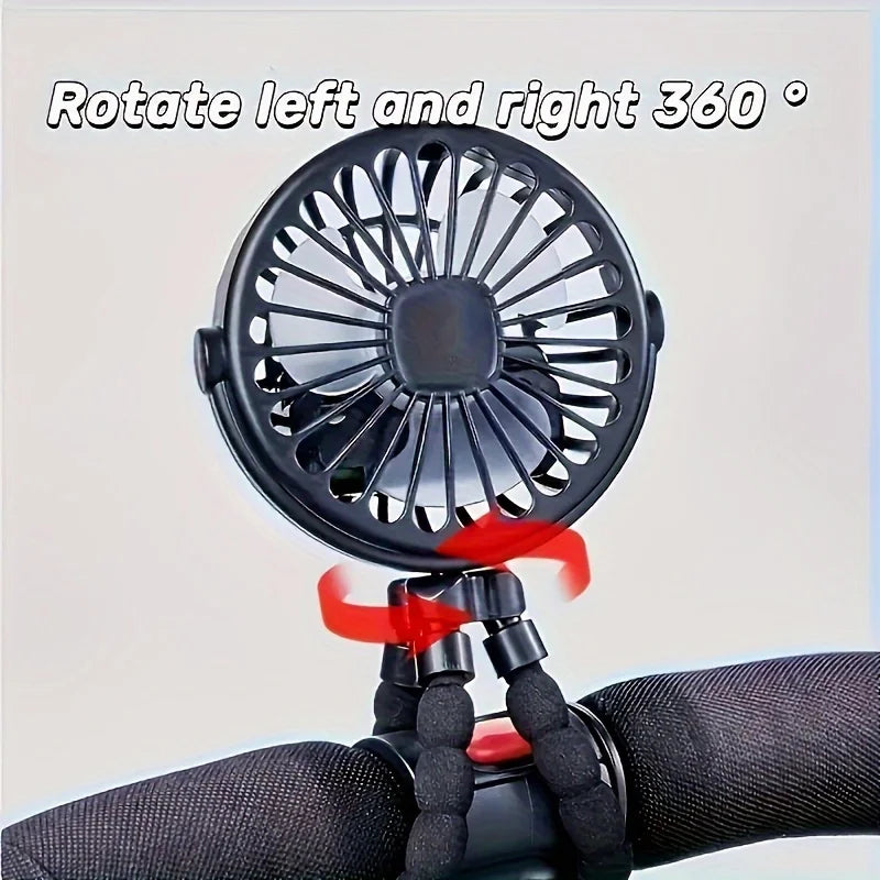 1pc, Stroller Fan Hand Held Rechargeable USB Bladeless Small Folding