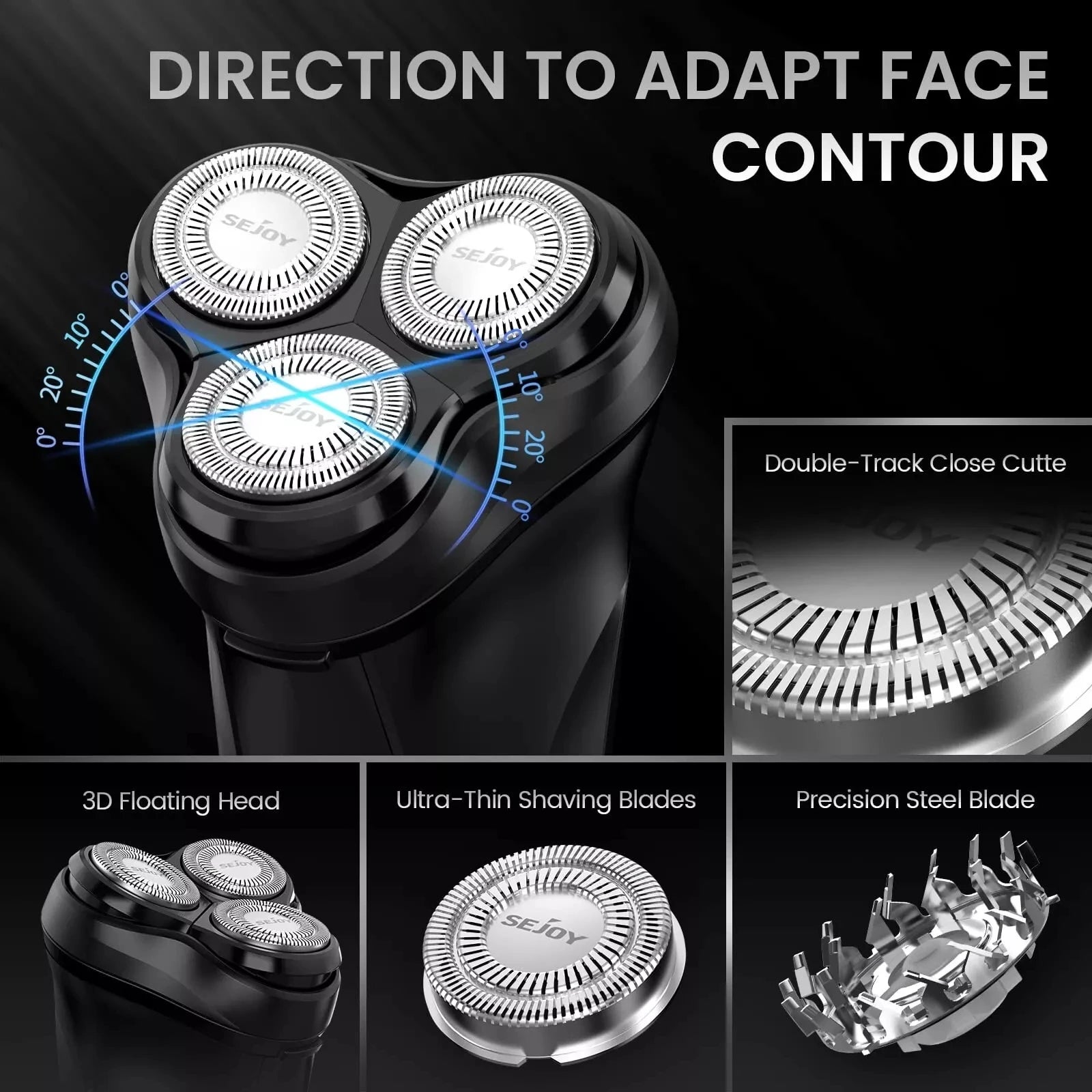Sejoy Electric Razor Beard Shavers for Men 3D Cordless Rechargeable