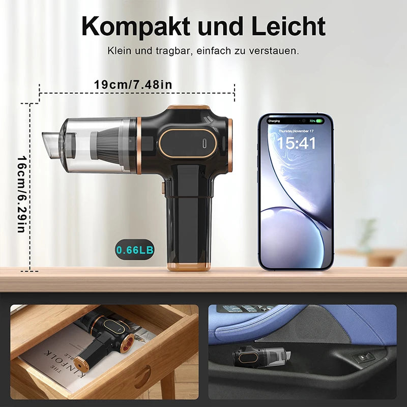 ABS Car Vacuum Cleaner Household Appliances Portable Battery Long Li