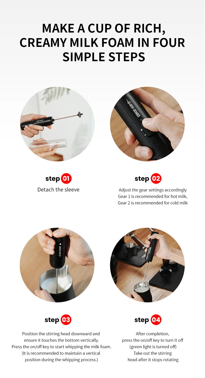 MHW – 3BOMBER Electric Milk Frother Portable Handheld Milk Foamer US