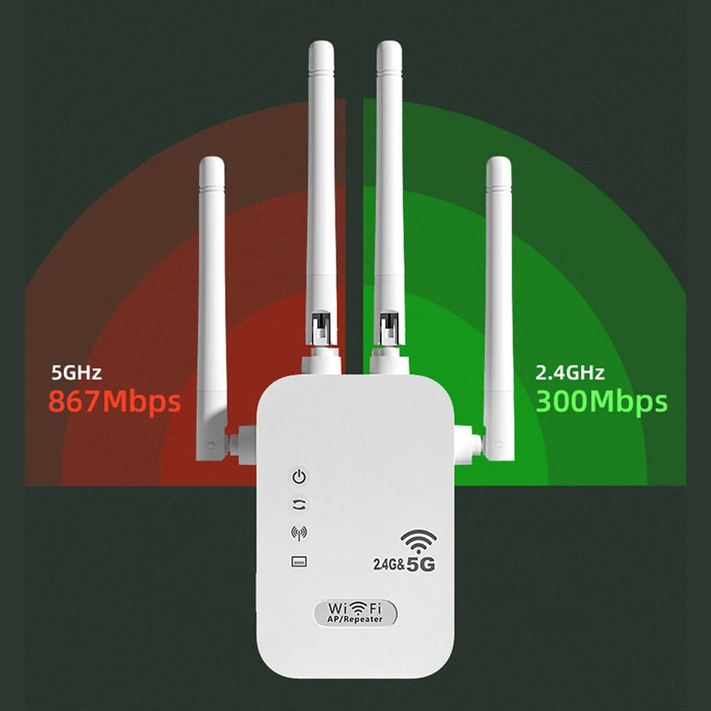 Dual – Band 2.4G 5G WiFi Repeater Signal Booster WiFi Extender 802.1