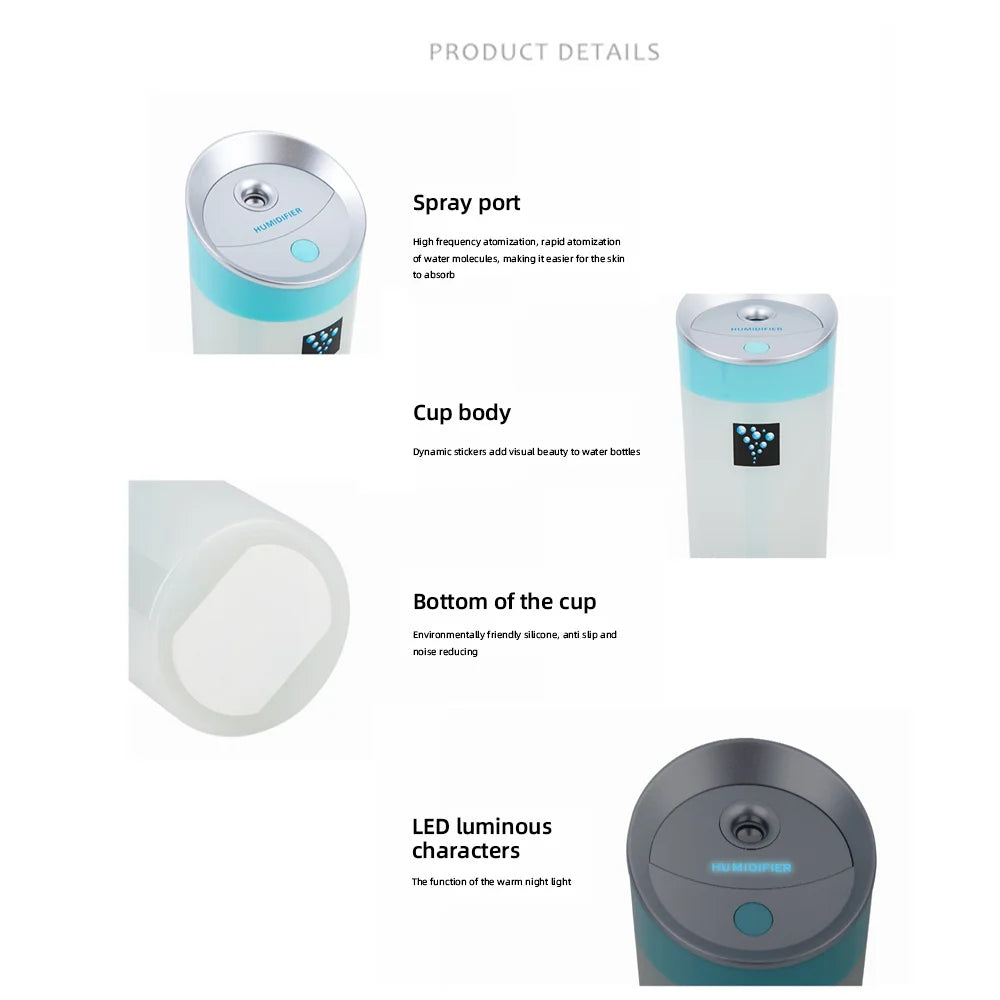 300ml USB Aromatherapy Humidifier 2 Colors Mini Cup Body Diffuser wi