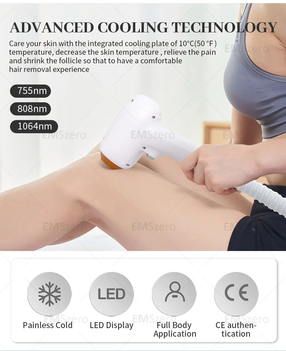 3000W 3 Wavelength 808 Diode Laser Hair Removal Machine Ice Titanium