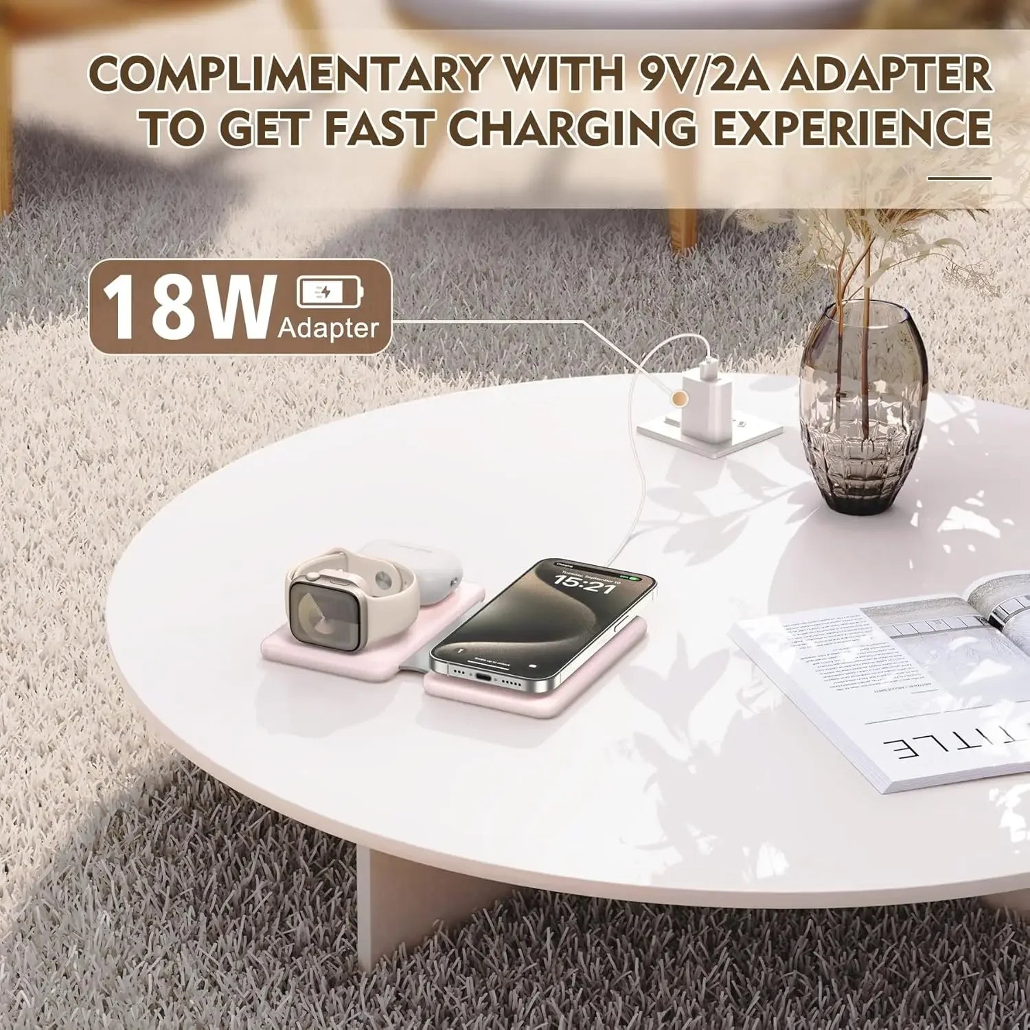 Cell Phone Wireless Charger – 3 – in – 1 Travel Charging Station for