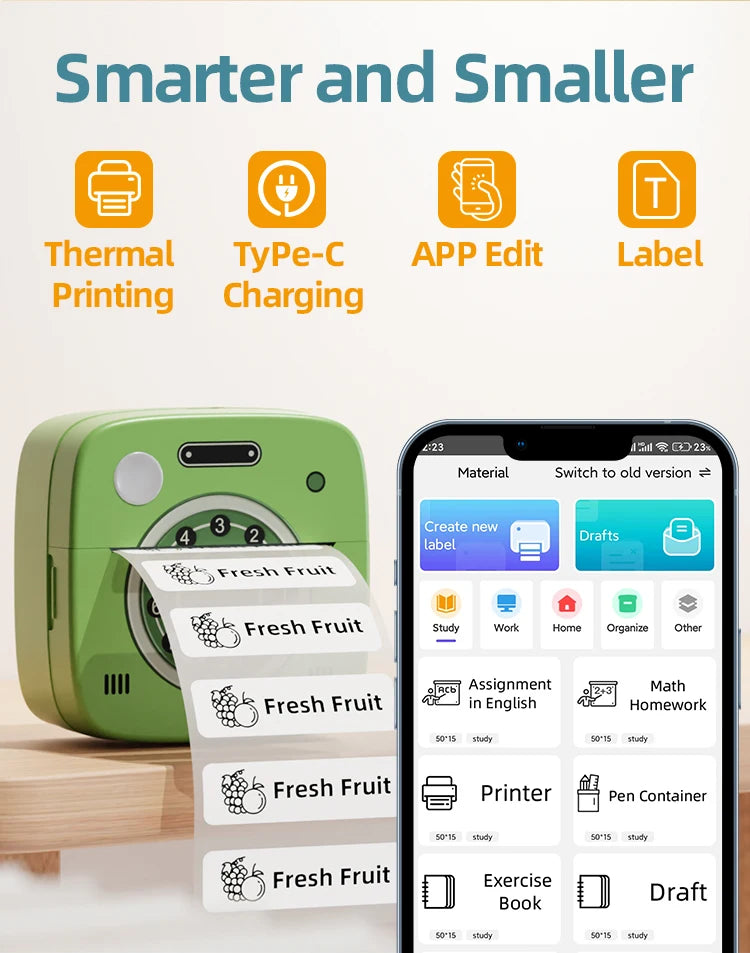 M1 Photo Pocket Printer with 2 Roll for IOS Android Bluetooth Mini P