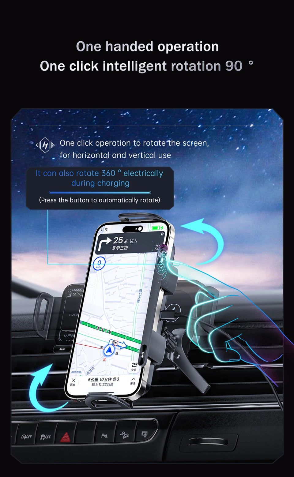 Car Wireless Charger Dual Coil Fold Screen Phone Fast Charging for S