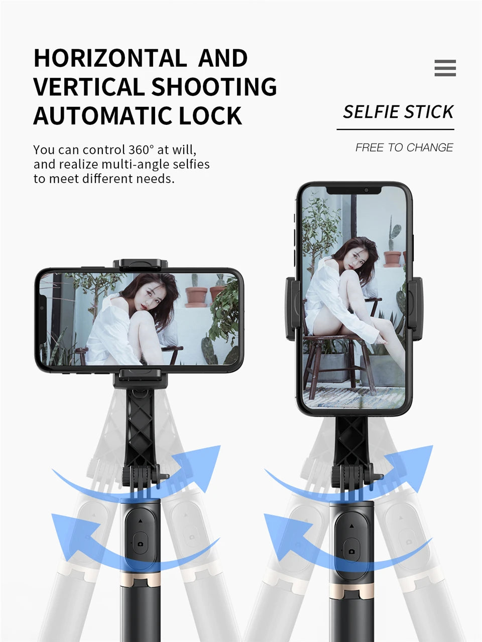 FGCLSY 2024 New Gimbal Stabilizer Selfie Stick Wireless Foldable Tri