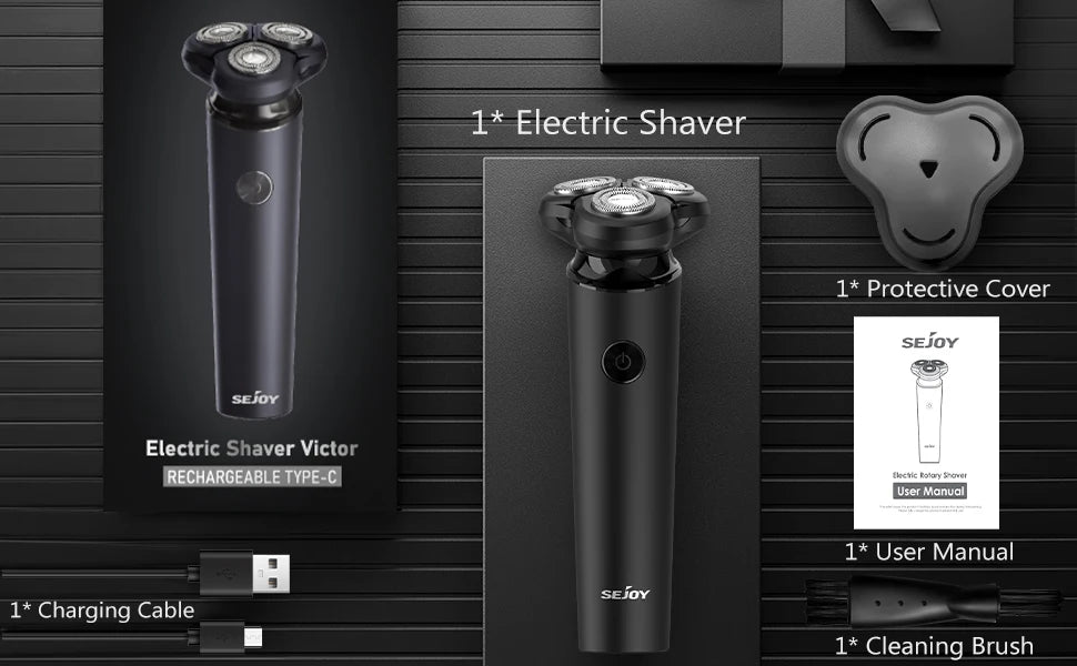 SEJOY Portable Electric Razor Men Electric Shaver Triple Blade Power