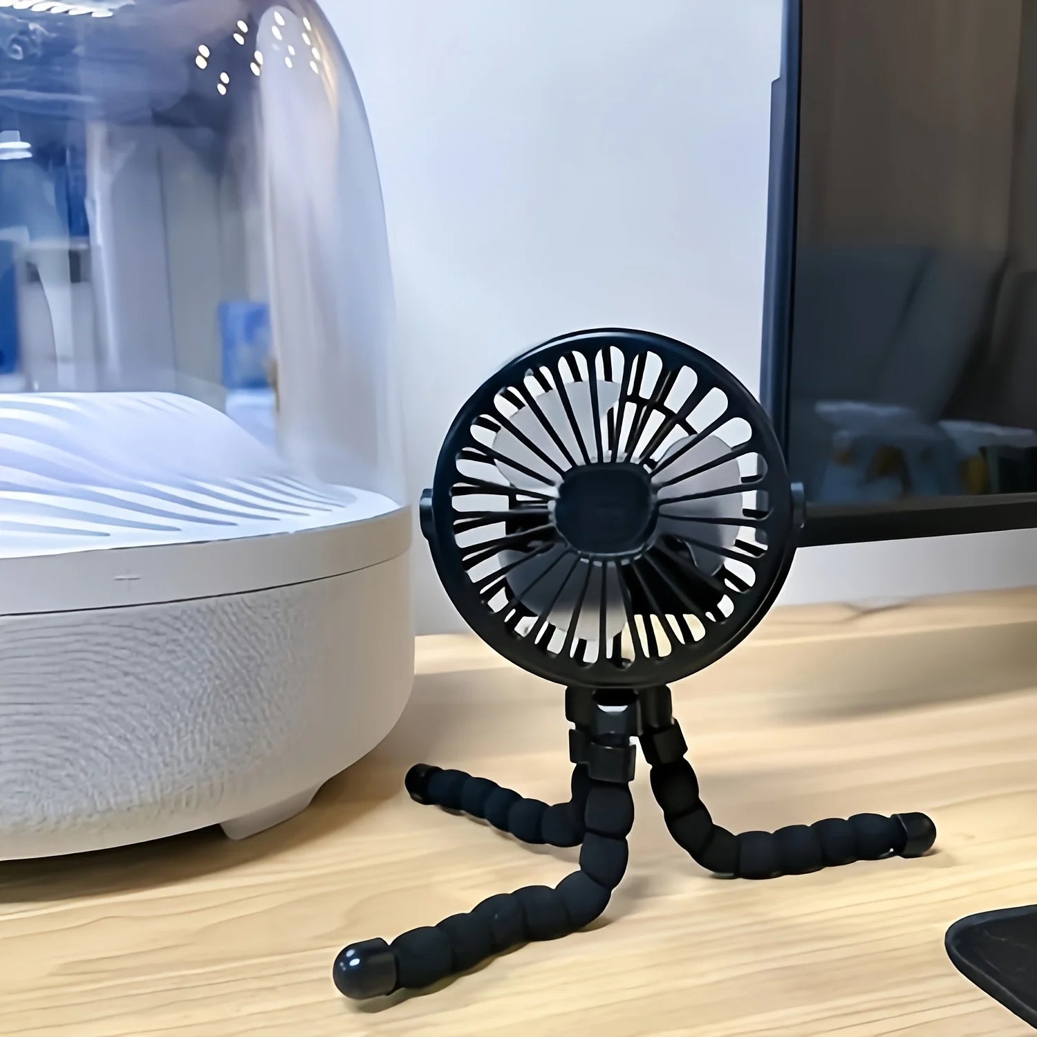 1pc, Stroller Fan Hand Held Rechargeable USB Bladeless Small Folding