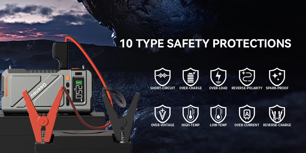 6000A Jump Starter with Air Compressor, 5 in 1 Function Jump Box 150