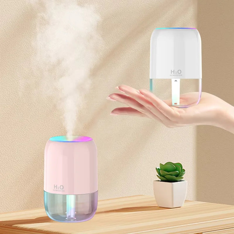 미니 야간 조명 다채로운 분위기 아로마 테라피 기계, USB 가습기, 침실 가습기, 공기 청정기, 300ml