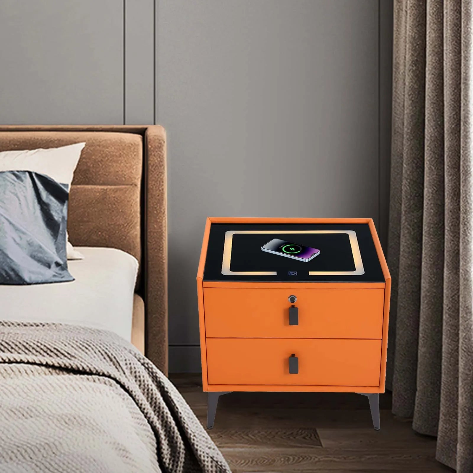Bedside Table with Drawers Bluetooth Speaker Smart Bedside Table Bed