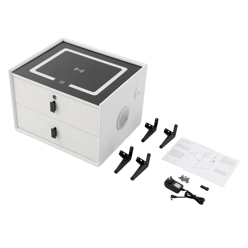 Modern Rectangular Bedside Table with Drawers Bluetooth Speaker Smar