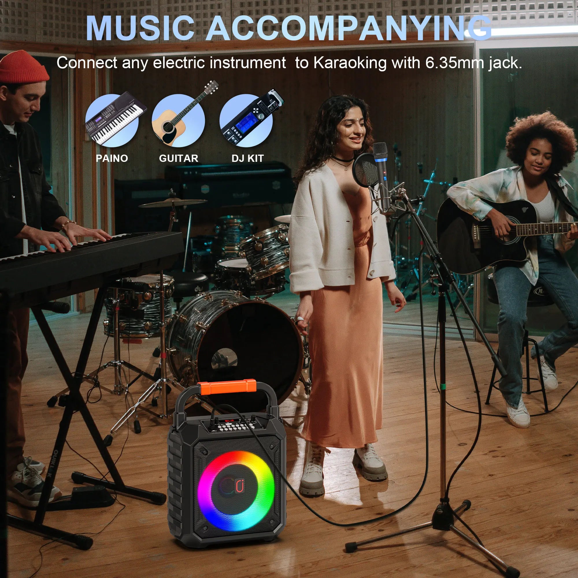 T17 – T Wireless Bluetooth Speaker, Karaoke Machine with 2 Microphon