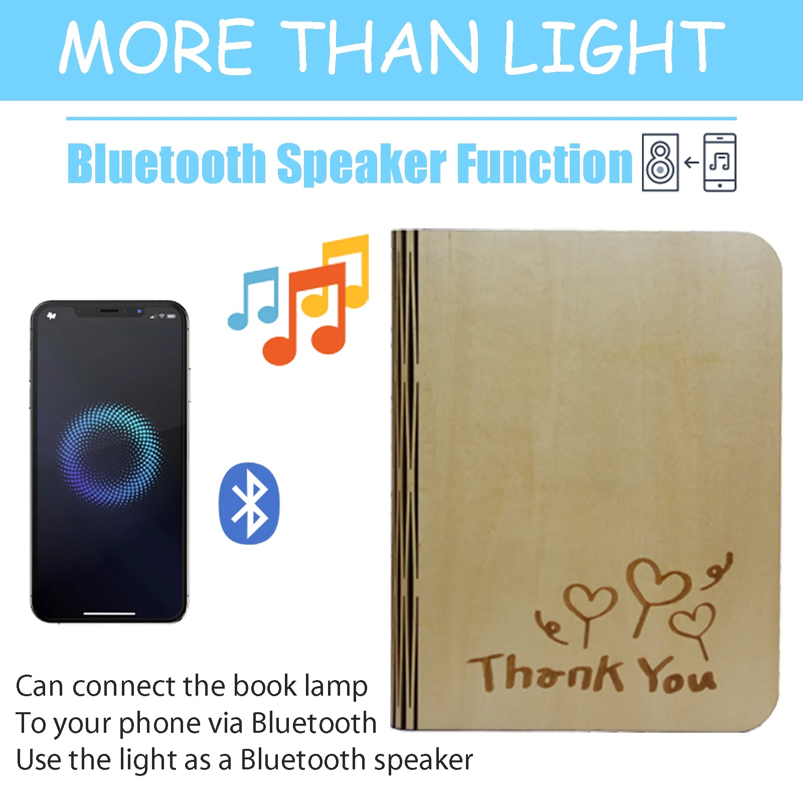 7 Colors Changing Folding Book Lamp Wireless Blutooth Speaker Player