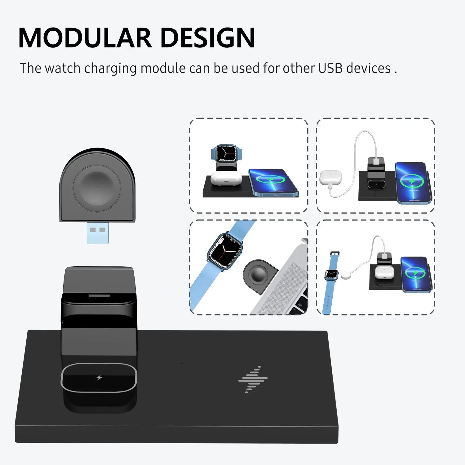 3 in 1 Wireless Charging Station,Charger Station ,Foldable Charging