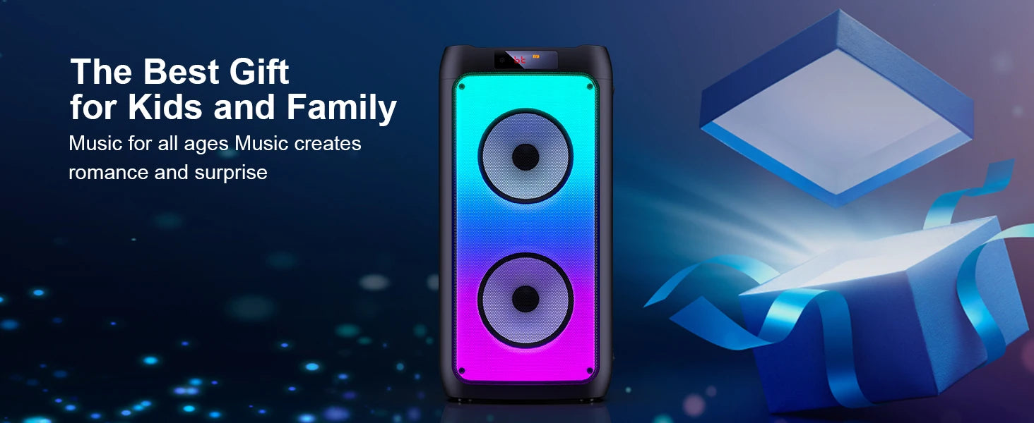 Wireless Bluetooth Speaker, Karaoke Machine with 2 Microphone, Home