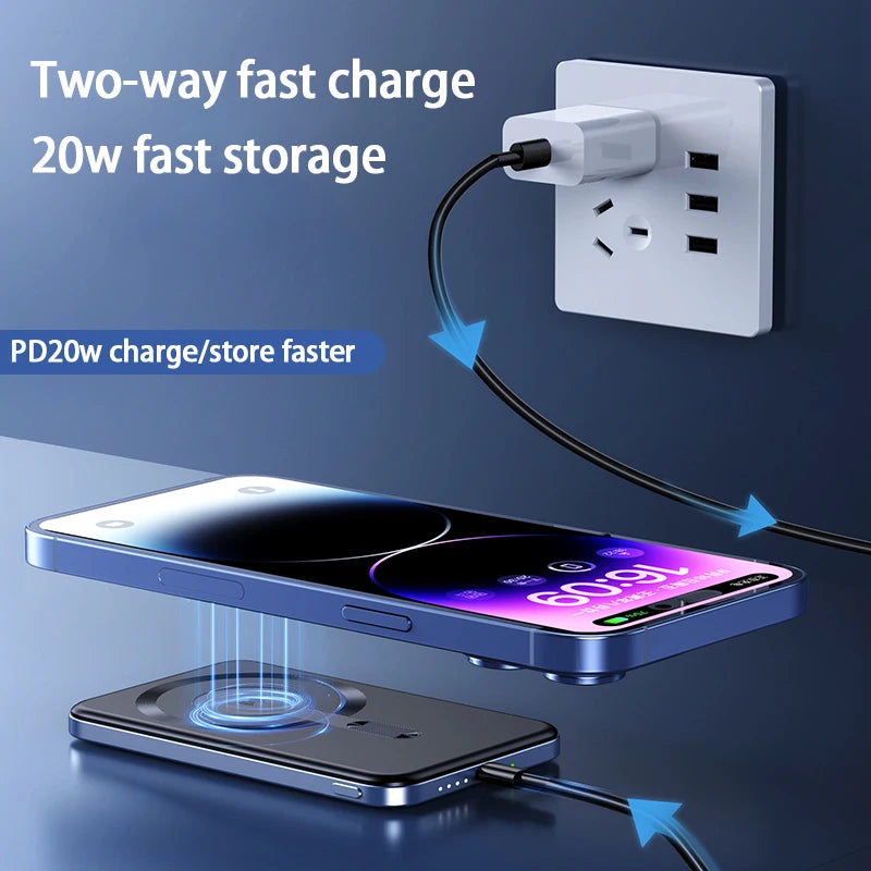 Thin Wireless Power Bank Magnetic PD20W 5000mAh Portable Fast Chargi