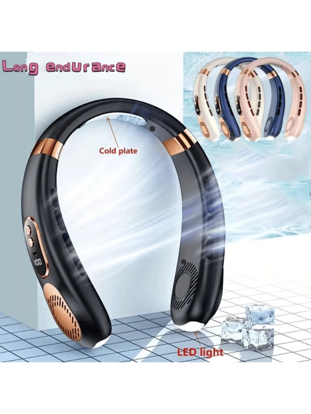 1pc Rechargeable Neck Fan – Bladeless Air Cooling Fan – Portable & M