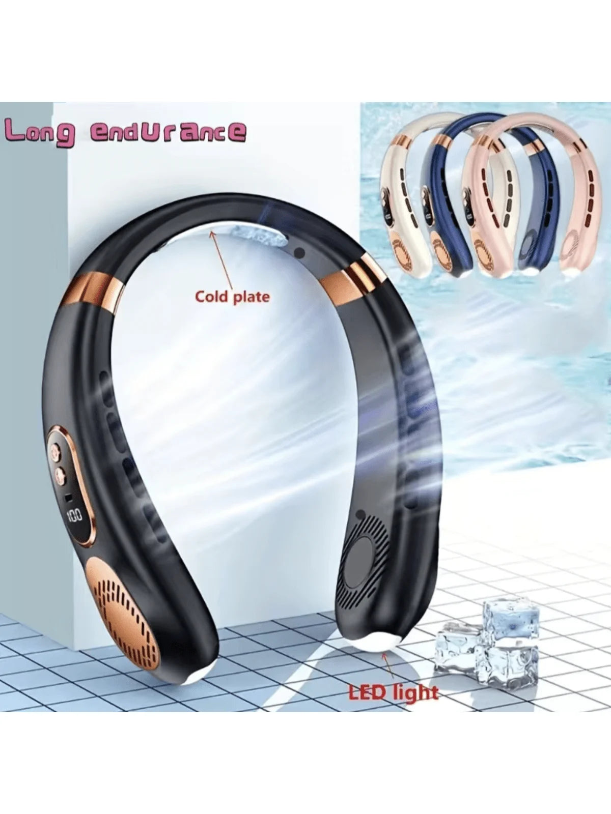 1pc Rechargeable Neck Fan – Bladeless Air Cooling Fan – Portable & M
