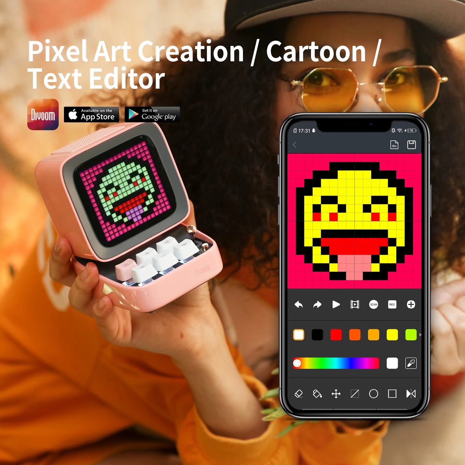 Divoom Ditoo – Pro Retro Pixel Art Bluetooth Portable Speaker Alarm