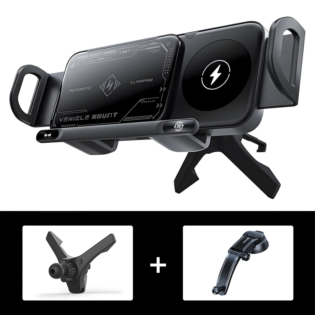 Car Wireless Charger Dual Coil Fold Screen Phone Fast Charging for S