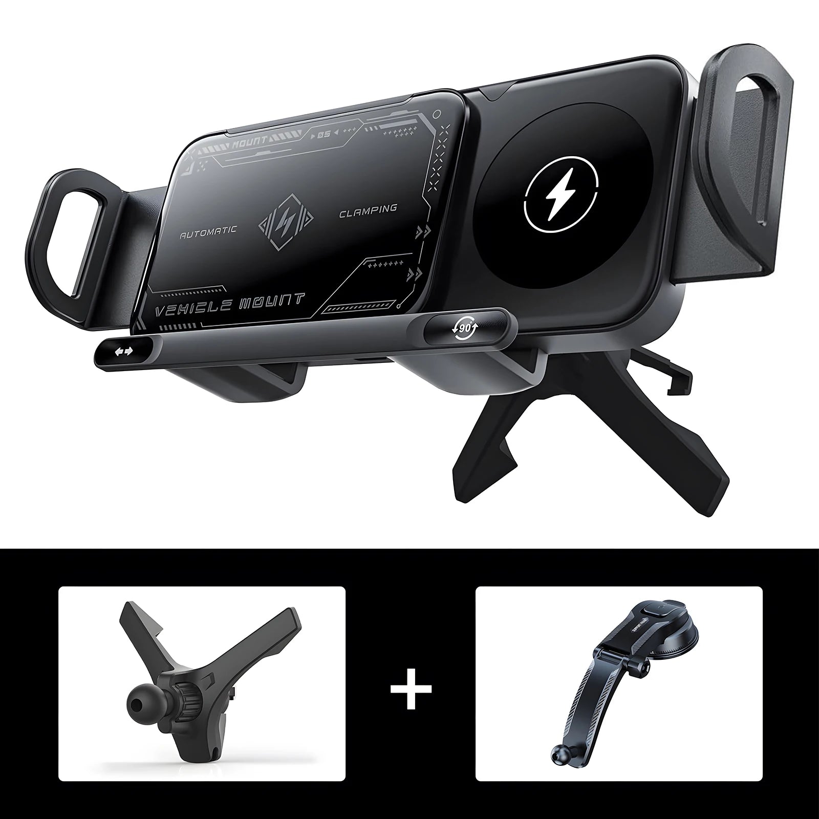 Car Wireless Charger Dual Coil Fold Screen Phone Fast Charging for S