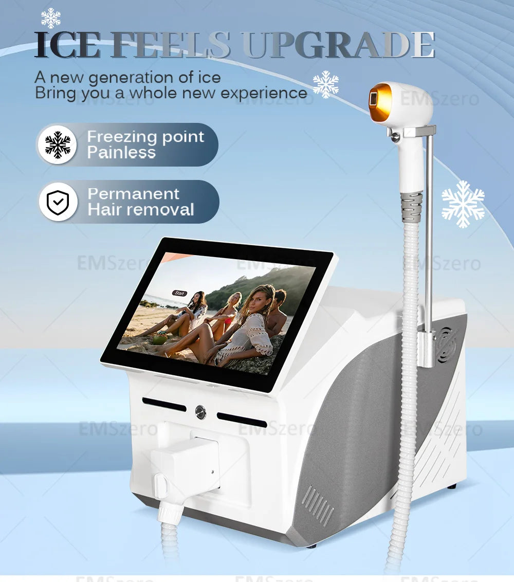 3000W 3 Wavelength 808 Diode Laser Hair Removal Machine Ice Titanium
