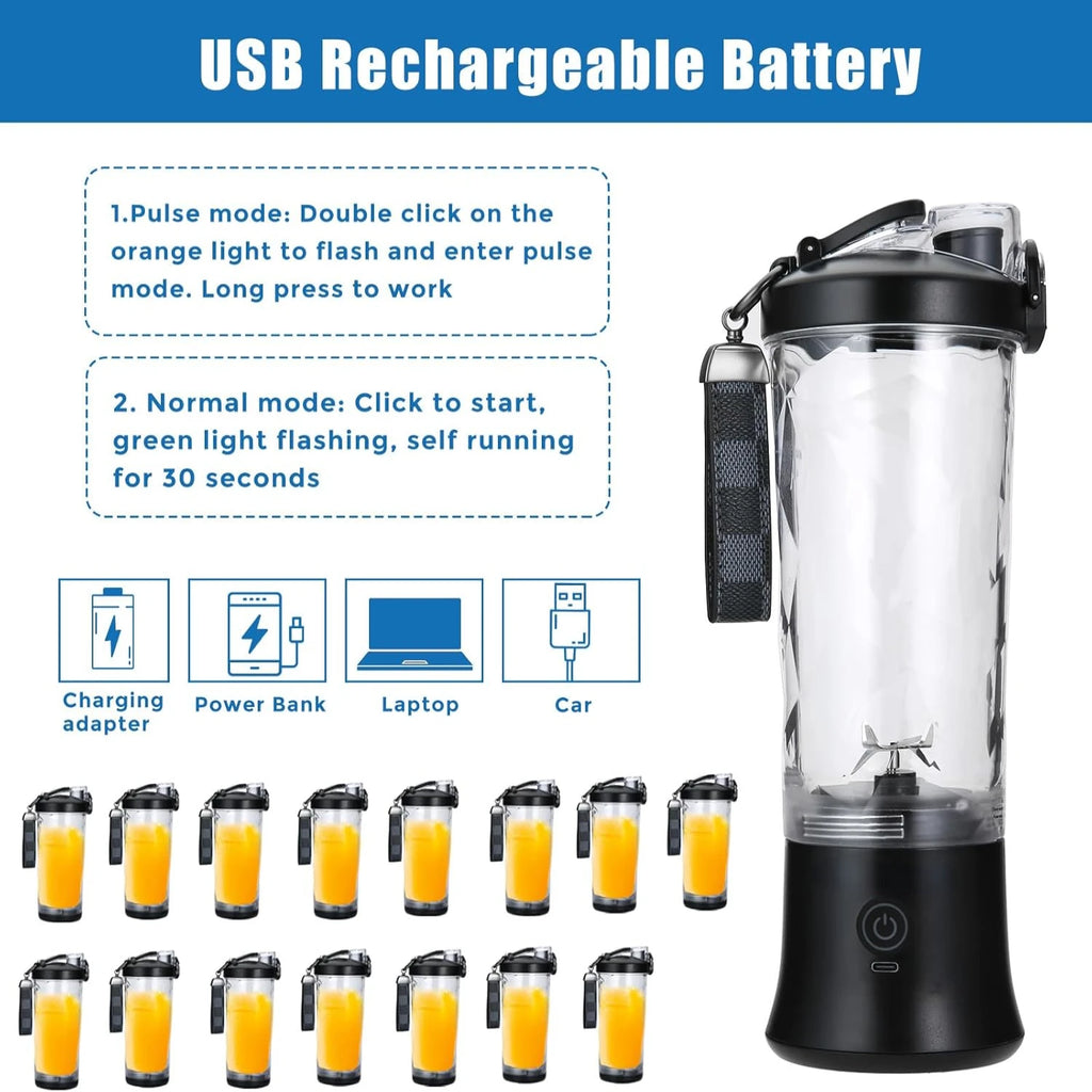 Compact and Powerful Portable Personal Size Blender with 6 Sharp Bla