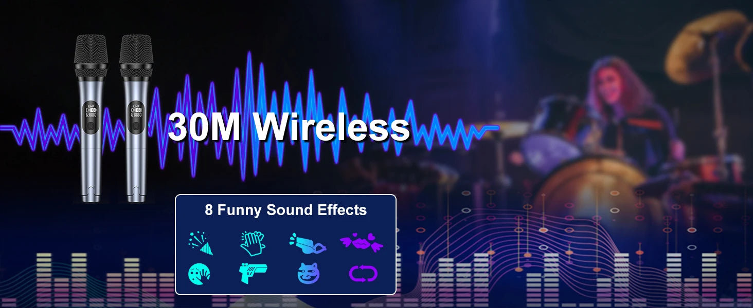 Wireless Bluetooth Speaker, Karaoke Machine with 2 Microphone, Home