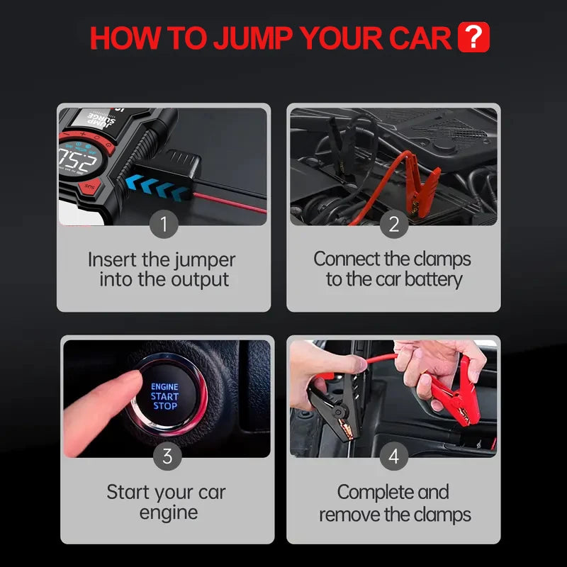 5 – in – 1 Multifunctional Air Pump Jump Starter with Air Compressor