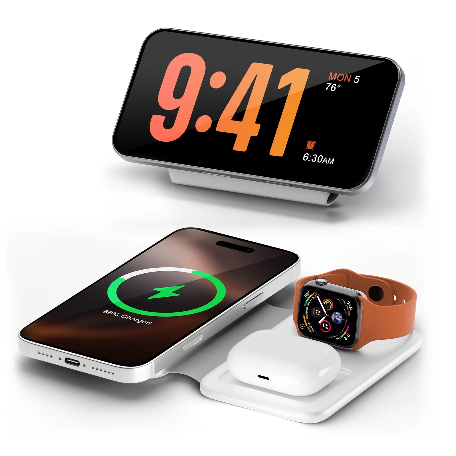 3 in 1 Wireless Charger Station Magnetic Foldable 15W for Apple Devi