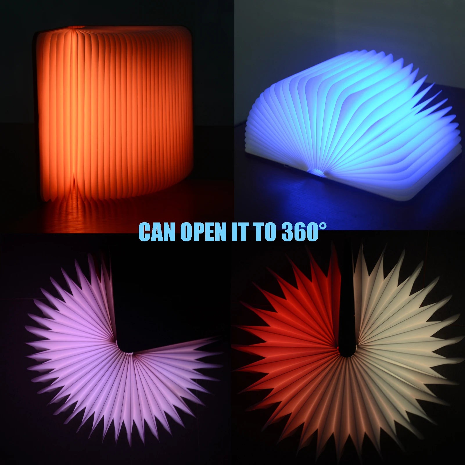 7 Colors Changing Folding Book Lamp Wireless Blutooth Speaker Player