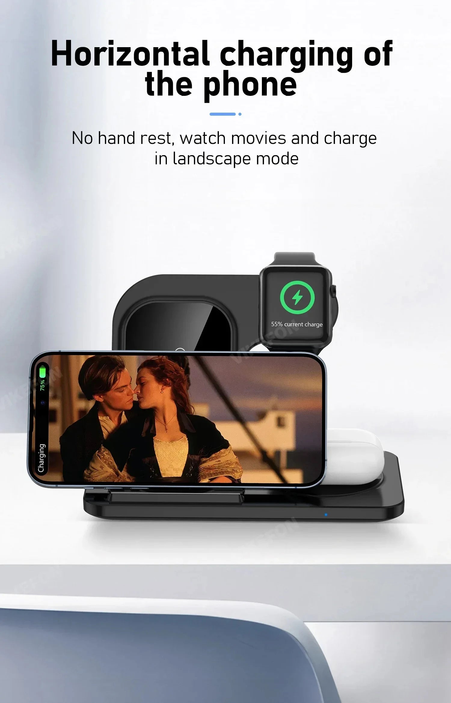 Foldable 3 in 1 Wireless Charger Pad Stand for IPhone 15 14 13 12 8